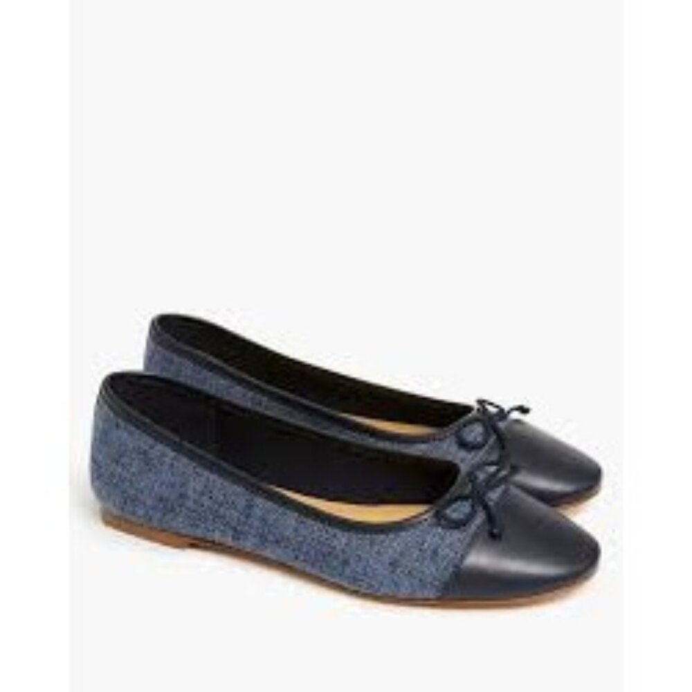 J. Crew Factory Tweed Ballet Flat in Navy
